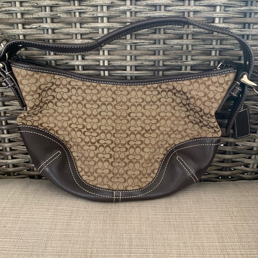 Coach mini C signature canvas & leather handbag